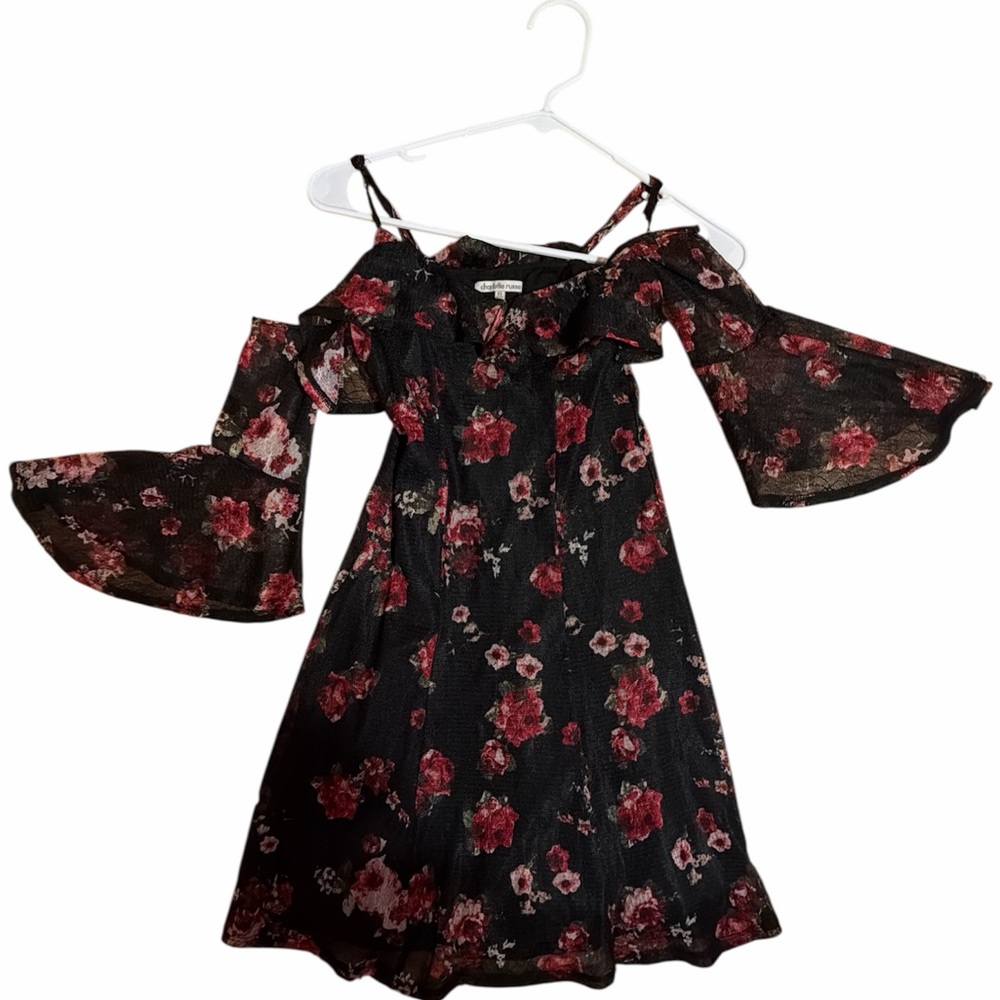 Floral Mesh Bell Sleeved Dress